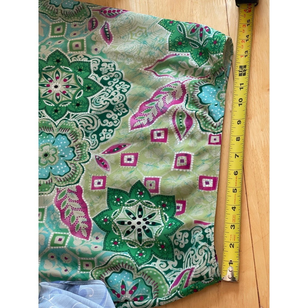 Vintage Y2K A. Byer Green Paisley Midi Skirt Size Medium Chiffon Lettuce Trim - Picture 6 of 8